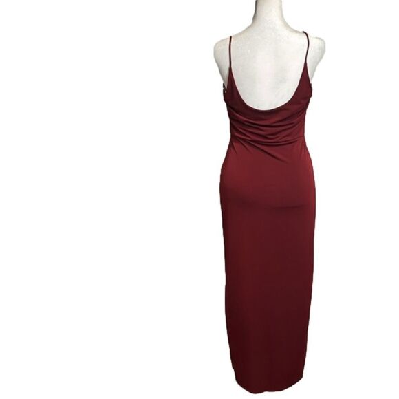 LUSH NWT high front slit slip dress burgundy - small - Picture 4 of 9